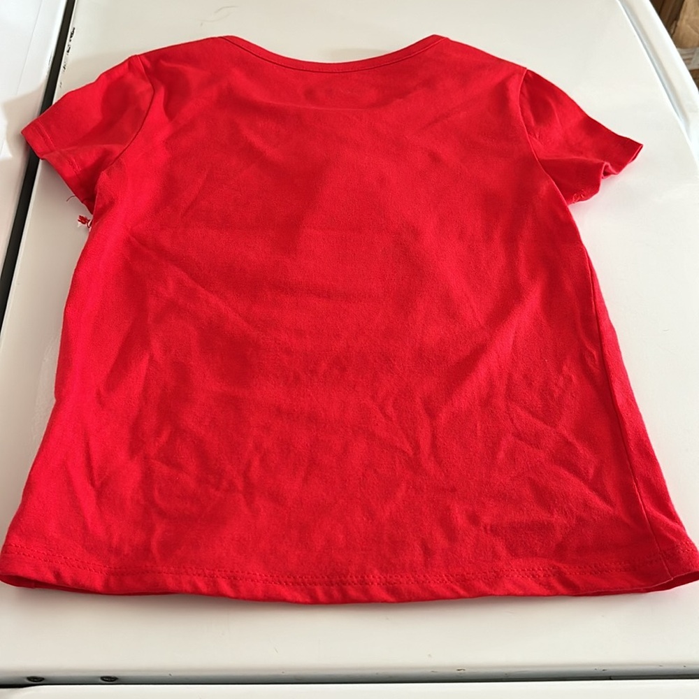 NWT Magical Season Red Fa La La Fringed Christmas Tree Short Sleeves Tee XS